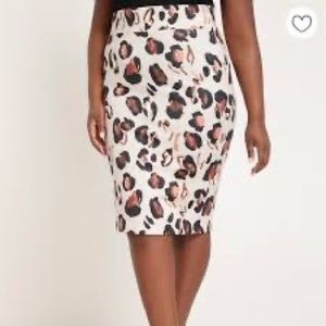 Eloquii Neoprene Pencil Skirt Big Cat Print